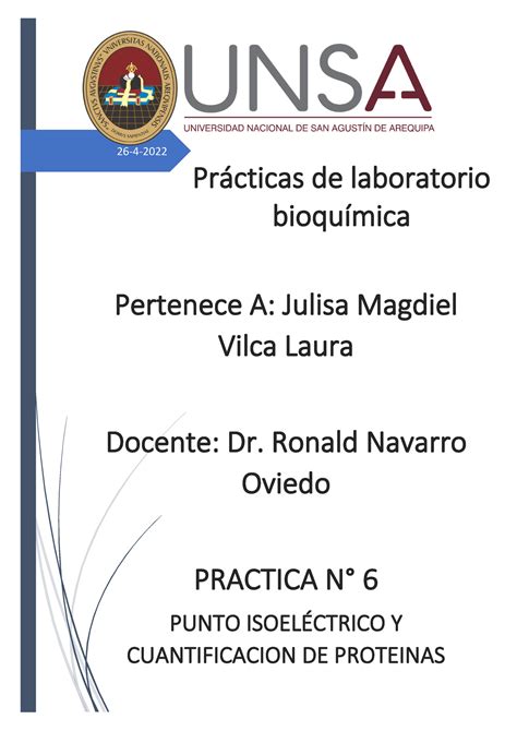 Practica n 6 punto isoeléctrico y cuantificación de proteínas 26 4