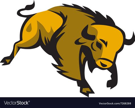 American Bison Charging Retro Royalty Free Vector Image