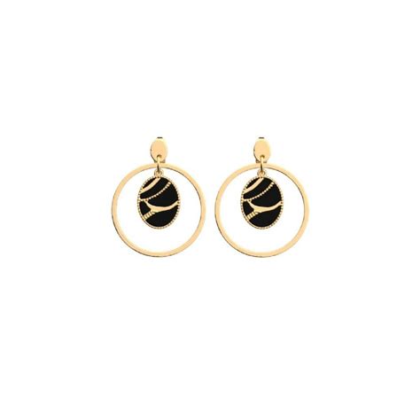 Boucles D Oreilles Cadettes Dor Laque Noire Suisses