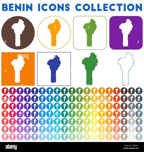 Benin Icons Collection Bright Colourful Trendy Map Icons Modern Benin