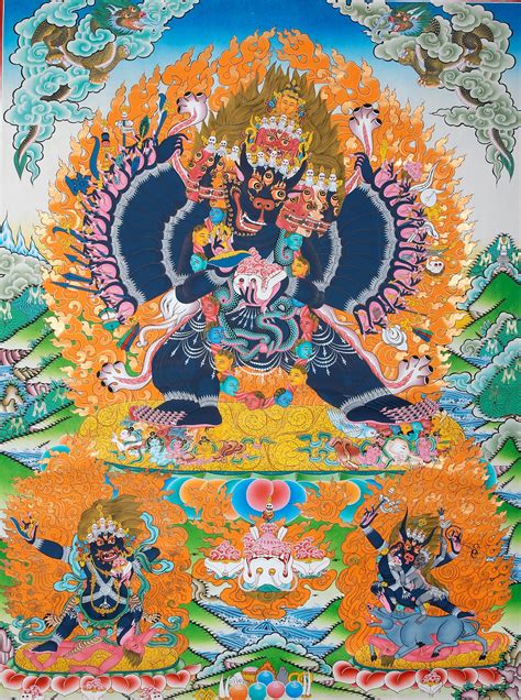 Tibetan Buddhist Yamantaka Ekavira Vajrabhairava Large Brocadeless