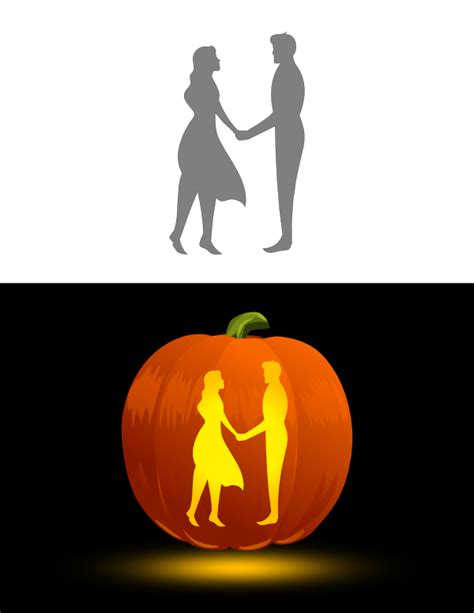 Printable Couple Holding Hands Pumpkin Stencil