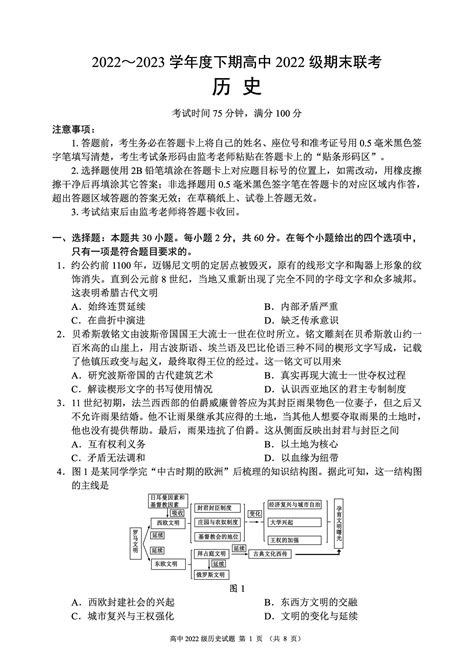 四川省成都市蓉城名校联盟2022～2023学年高一下学期期末历史试题自主选拔在线