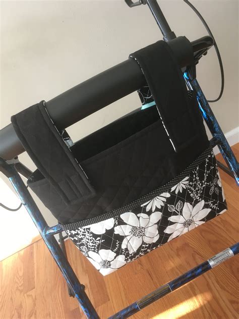 Rollator Walker Bag Black And White Floral For A Classy Look Senior