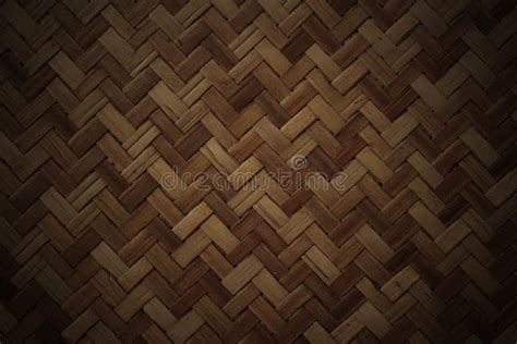 Old Brown Bamboo Weave Texture Background Pattern Of Woven Rattan Mat