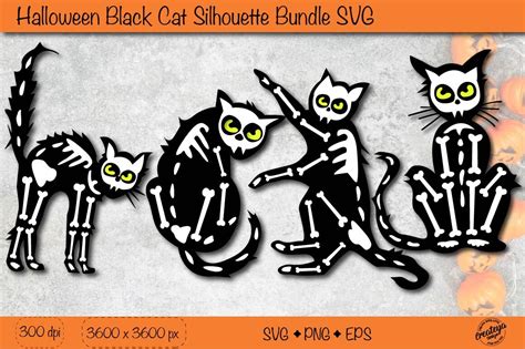 Black Cat Silhouette SVG Scary Cat Halloween SVG Bundle By Createya