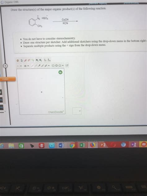 Solved Organic On S Of The Following Reaction N Hso Chegg