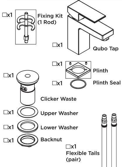 BRISTAN QB BAS C Qubo Basin Mixer With Clicker Waste Instruction Manual