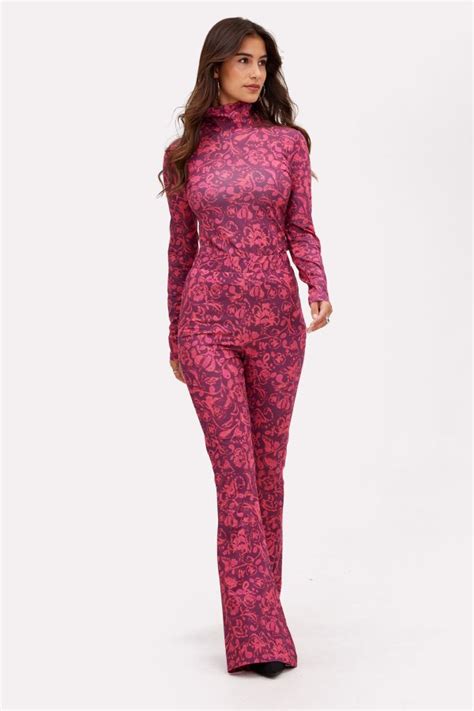 Fuchsia Broek Met Grafische Print Loavies