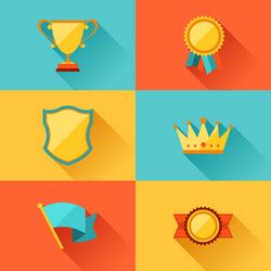 Sports trophies and awards in flat design style Vector Image