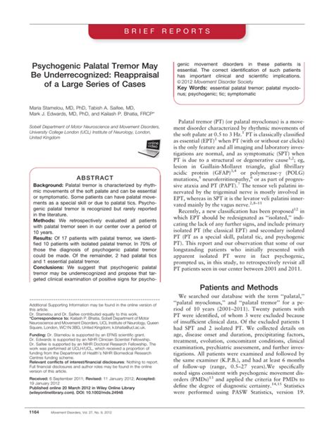 Psychogenic Palatal Tremor May Be Underrecognized: Reappraisal