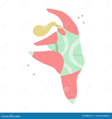 Vector Illustration Of Flexible Plump Woman Dancing Stock Illustration