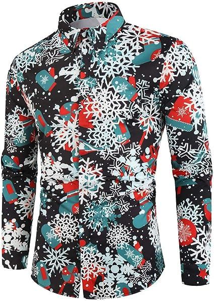 Z Y Glaa Herren Hemd Weihnachten Button Down Langarm Weihnachtshemd