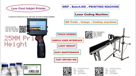 Batch Coding Machine Hand Held Ink Jet Printer Low Cost Inkjet Coding