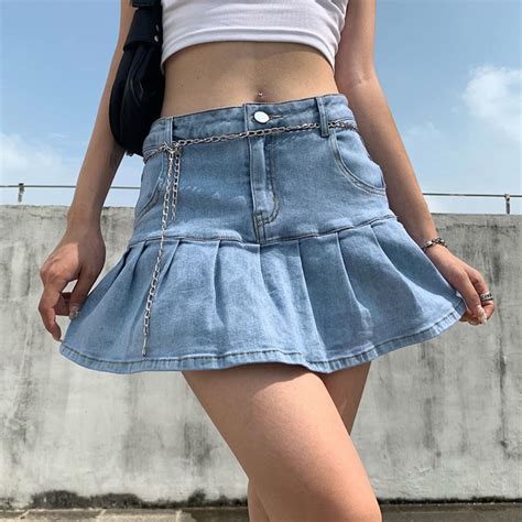 Y2k Denim Mini Skirt For Women High Waist Jeans Shorts Etsy