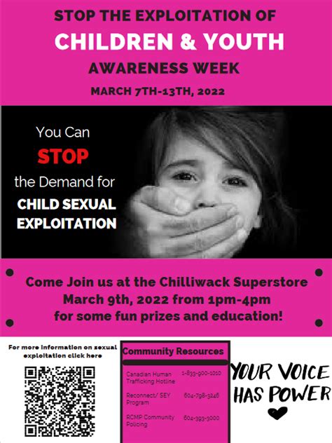 Stop Sexual Exploitation In Youth Week March 9 Awareness Event At