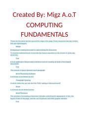 Computing Fundamentals Docx Created By Migz A O T Computing