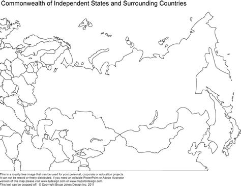 Blank map of Russia and surrounding countries - Blank map of Russia and ...