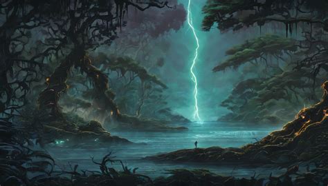 Design An Image Depicting An Intense Night Storm Scene Over An Ancient