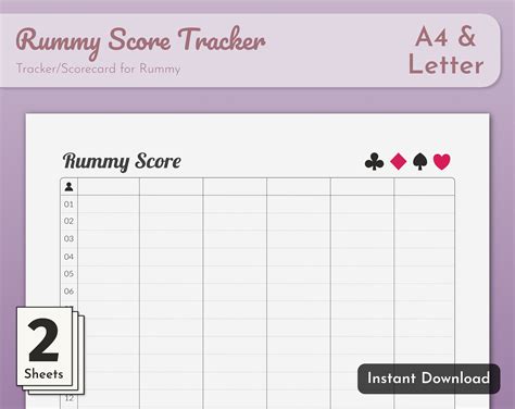 Printable Rummy Score Sheets