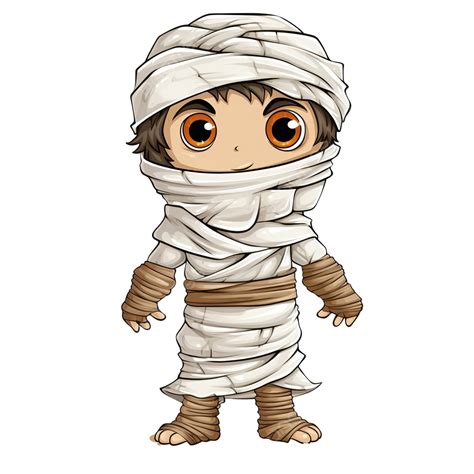 An Illustration Of A Child Dressed In A Mummy Costume For Halloween