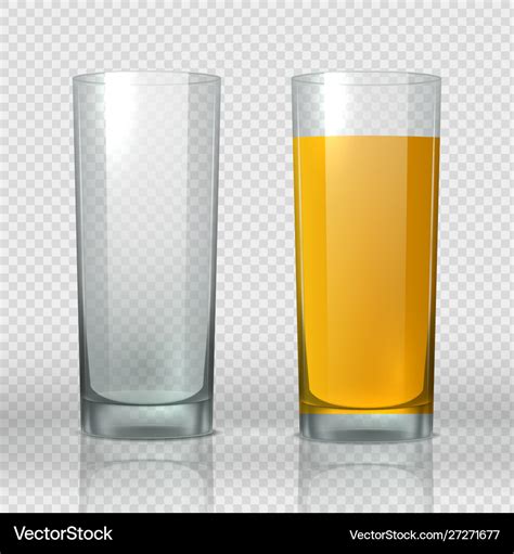 Glass peach juice empty and full realistic Vector Image