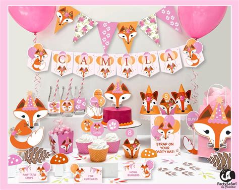 Red Fox Girl EDITABLE Snack Box Red Fox Editable Popcorn Box