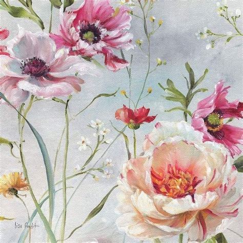 An Oil Painting Of Pink And White Flowers