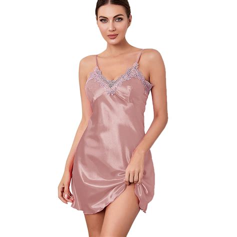 Nightgown Lingerie Satin For Women Chemise Lingerie Nightie Full Slips