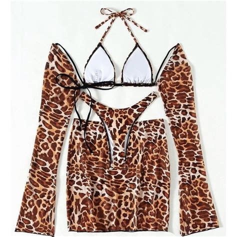 Leopard Print Mesh Fanciable Piece Swimsuit Bikini Backless Lace Up Swimsuit For Girlfriend Or