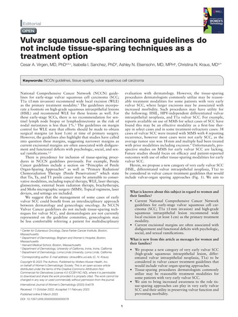 Pdf Vulvar Squamous Cell Carcinoma Guidelines Do Not Include Tissue