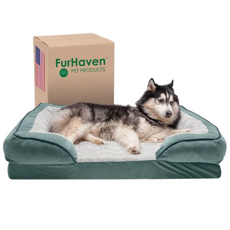 Furhaven Memory Foam Dog Bed for Large Dogs w/ Removable Bolsters ...