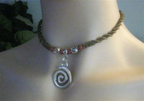 Hemp Necklace Circle Of Life Swirl Pendant Infinity Hemp Choker