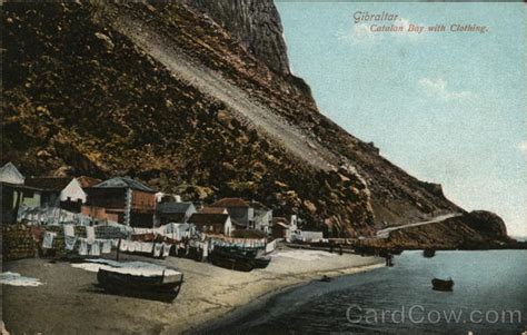 Catalan Bay with Clothing Gibraltar Spain Postcard