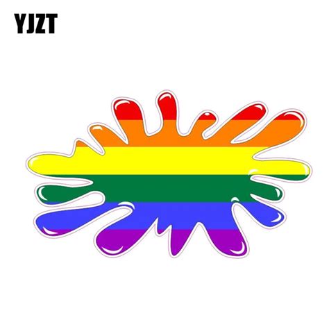 YJZT 12CM 7CM Funny Splats Car Sticker Gay Rainbow Decal Decorate PVC 12 0979 In Car Stickers