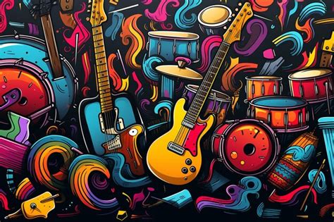 Vector Fondo Sin Costuras Con Diferentes Instrumentos Musicales De