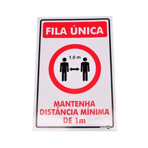 Adesivo De Sinaliza O Fila Nica Mantenha Dist Ncia M Nima De M Ref