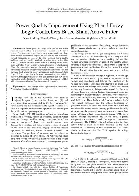 Power Quality Improvement Using Pi And Fuzzy Logic Controllers Based