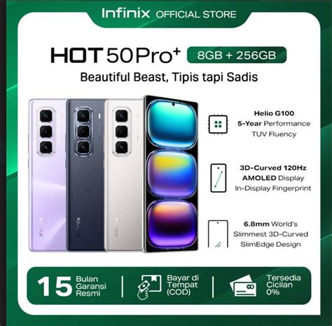 Promo Infinix Hot 50 Pro 8 256GB Up To 16GB Extended RAM Helio G100 6 78 Inch 3D Curved