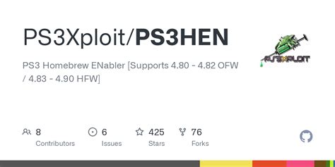 GitHub - PS3Xploit/PS3HEN: PS3 Homebrew ENabler [Supports 4.84 - 4.89 HFW]