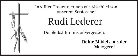 Traueranzeigen Von Rudi Lederer Trauer Merkur De