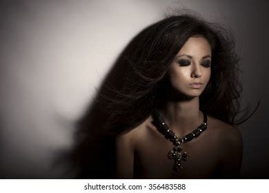 Attractive Naked Brunette Girl On Dark Stock Photo 356483588 Shutterstock