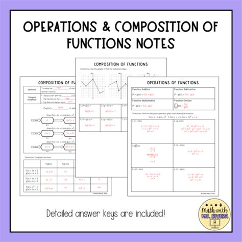 Operations And Composition Of Functions Guided Notes For Algebra 2 Worksheets Library