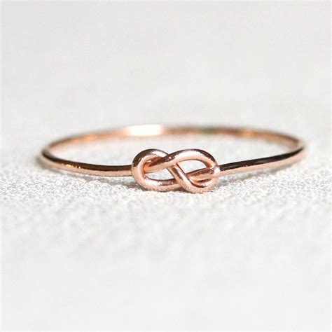 Thin Solid 14k Gold Infinity Knot Ring 14k Rose Gold Etsy Infinity