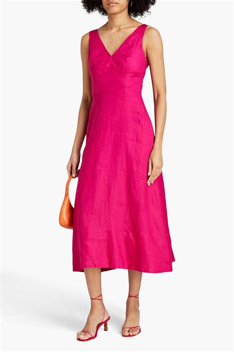 Saloni Rachel Bow Embellished Cutout Linen Midi Dress The Outnet