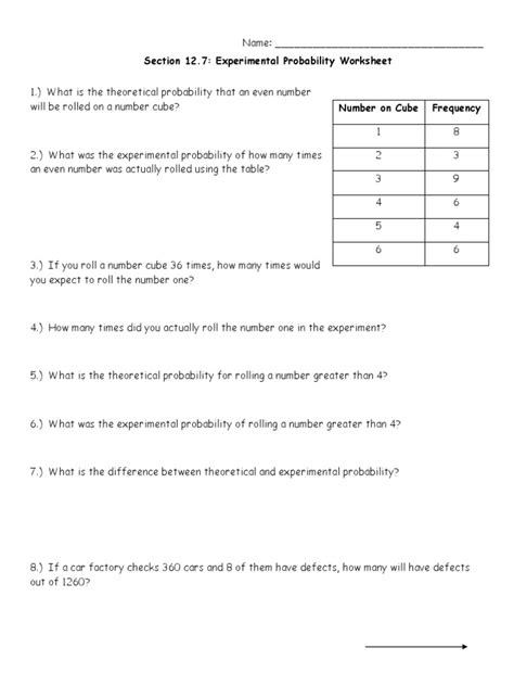 Experimental Vs Theoretical Fqkge Pdf Worksheets Library