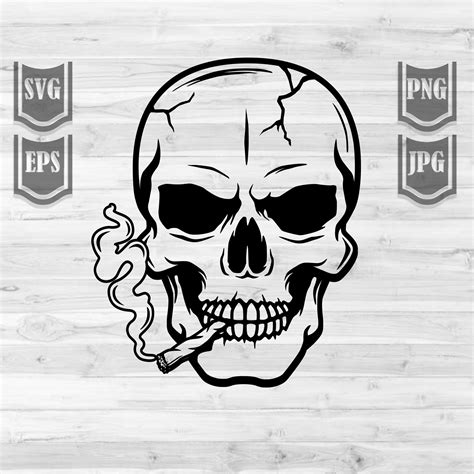 Skull Smoking Weed Joint Svg File Skull Clipart Smoking Etsy