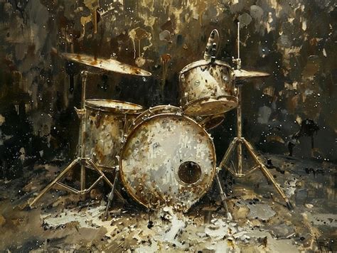 Premium Photo | A painting of a drum and a drum set with a paint ...