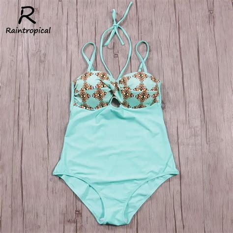 Raintropical Sexy Women Swimwear One Piece Swimsuit Female Solid Retro