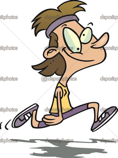 Cartoon Woman Jogging Stock Vector Ronleishman